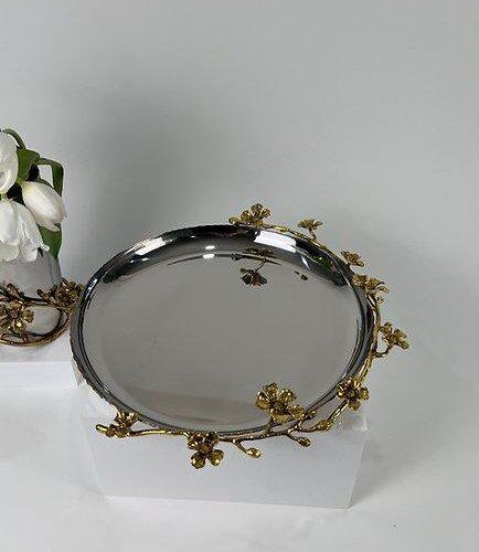 Jasmine Round Tray/Platter (Silver)