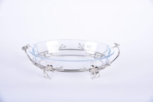 Jasmine Oval Glass Dish (Nickle-Plated)