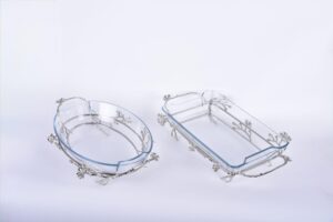 Jasmine Oval Glass Dish (Nickle-Plated)