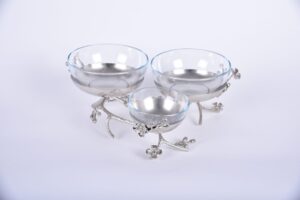 Jasmine 3-Section Glass Bowl (Nickel-Plated)
