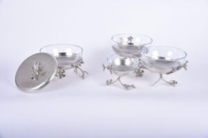 Jasmine 3-Section Glass Bowl (Nickel-Plated)