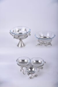 Jasmine 3-Section Glass Bowl (Nickel-Plated)