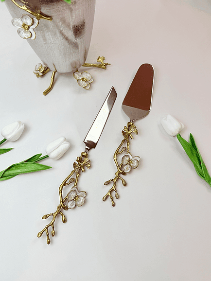 Orchid Cake Server and Knife Set