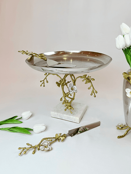 Orchid Cake Server and Knife Set