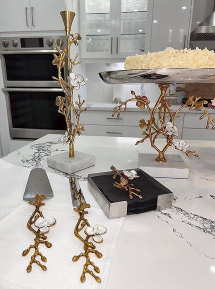 Orchid Cake Server and Knife Set