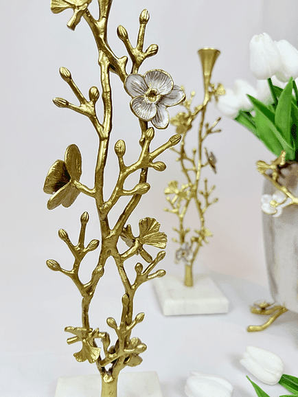 Orchid Candle Holder with Marble Base