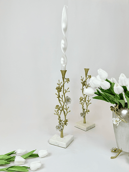 Orchid Candle Holder with Marble Base