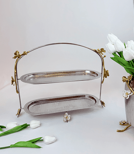 Orchid Two-Tier Oval Platter (Gold)