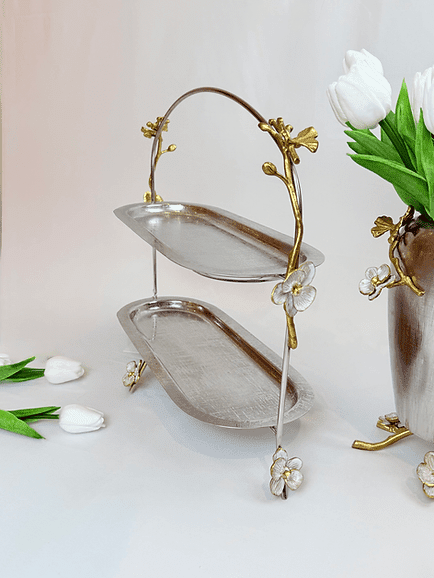 Orchid Two-Tier Oval Platter (Gold)