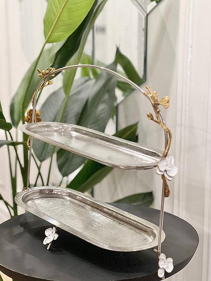 Orchid Two-Tier Oval Platter (Gold)