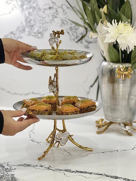 Two-Tier Orchid Platter (Gold)